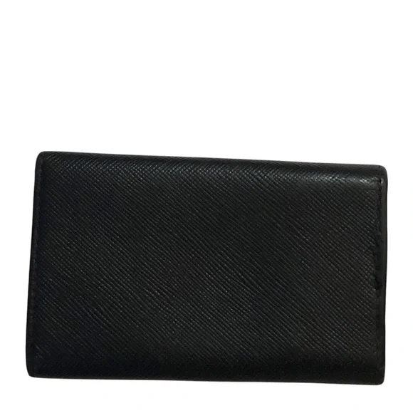 Prada Logo Black Silver Plaque Tri-Fold Key Case Key Unisex Logo Luxury HP - Picture 2 of 14